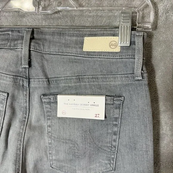 NWT AG Adriano Goldschmied Jeans 27 Farrah Ankle Seamless Gray Skinny High Rise